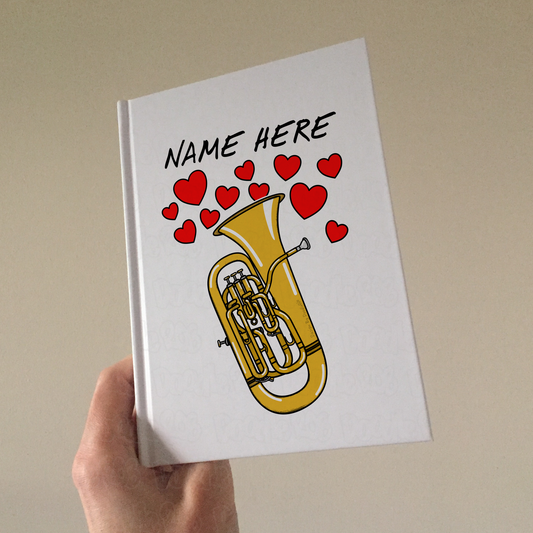 Euphonium Personalised Journal (Hearts) - Euphoniumist Notebook - Brass Musician Anniversary Gift
