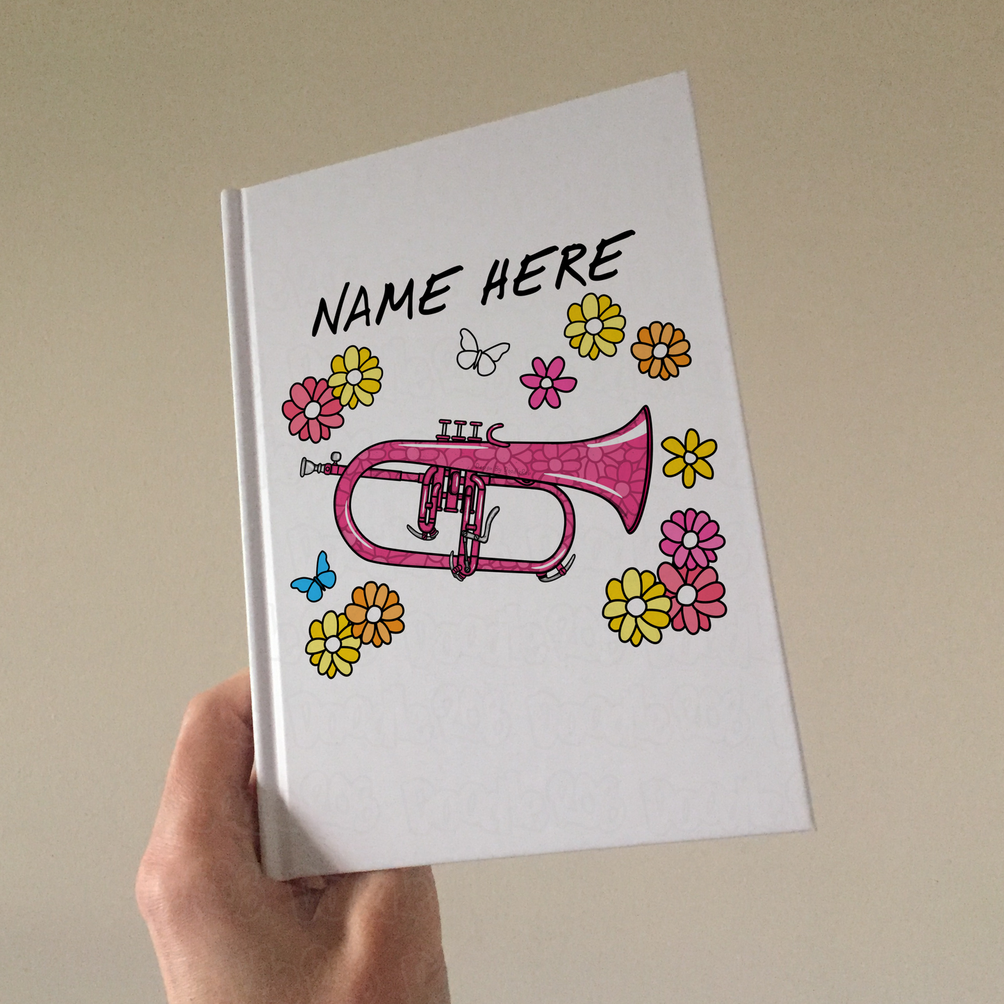 Flugelhorn Personalised Journal (Floral) - Horn Player Notebook - Brass Musician Gift For Her