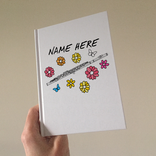 Flute Personalised Journal (Floral) - Flautist Notebook - Flute Student Gift - Flute Gift For Girl