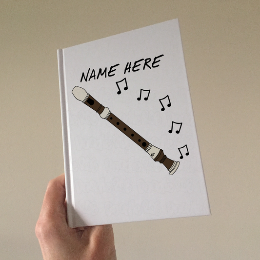 Recorder Personalised Journal - Recorder Player Notebook - Woodwind Musician Gift