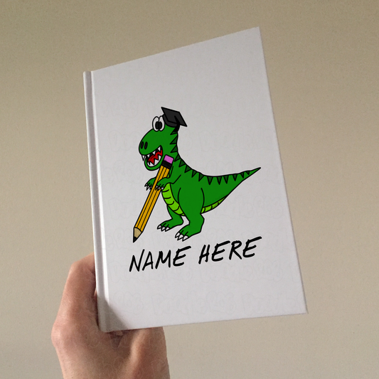 School Dinosaur Personalised Journal - Custom Teacher Notebook - T-Rex Back To School Gift