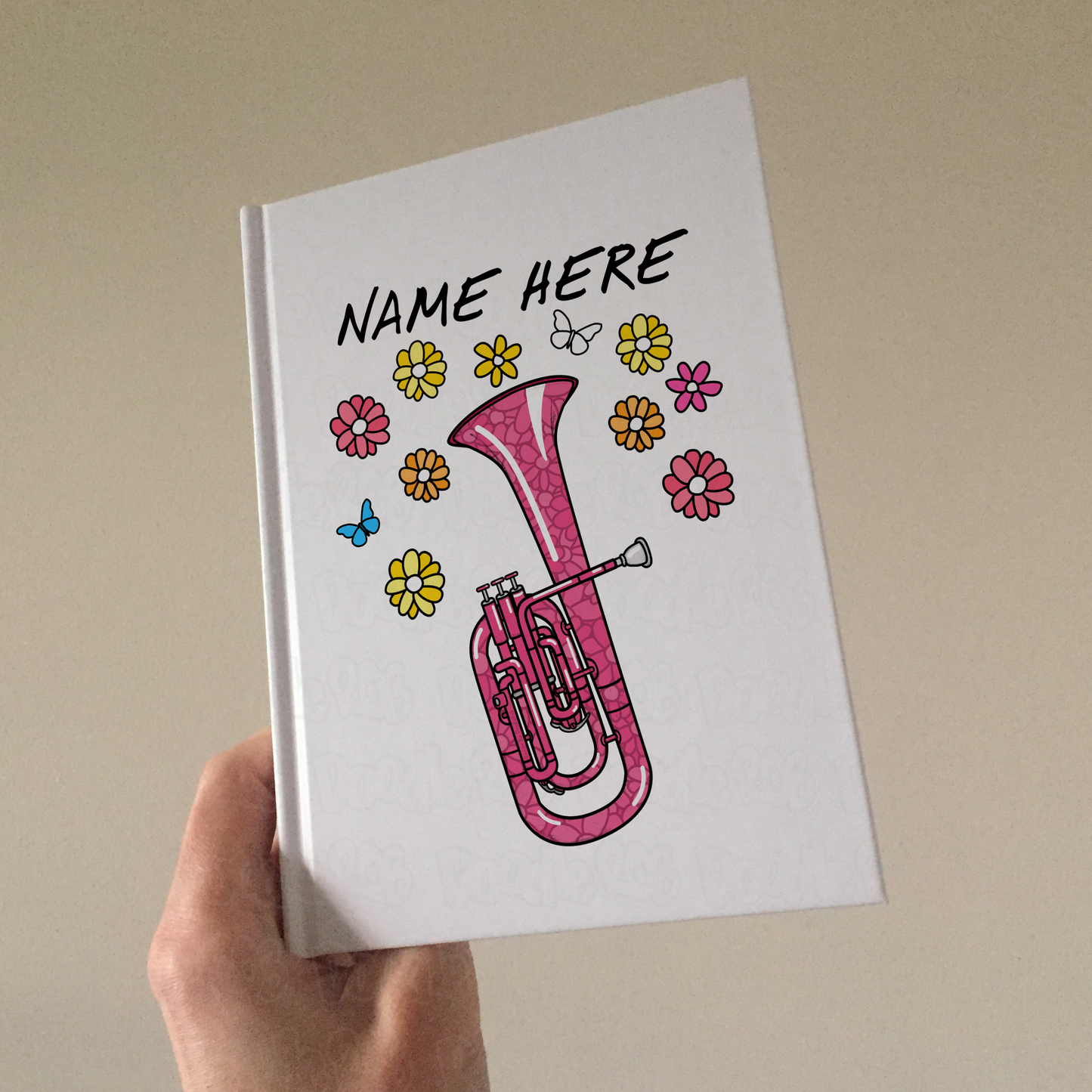 Tenor Horn Personalised Journal (Floral) - Horn Player Notebook - Brass Musician Gift For Her