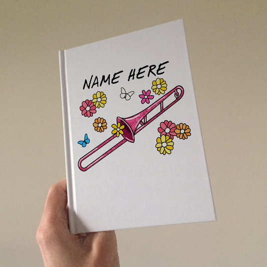 Trombone Personalised Journal (Floral) - Trombonist Notebook - Brass Teacher Gift For Her