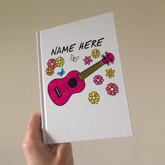 Ukulele Personalised Journal (Floral) - Ukulelist Notebook - Custom Gift For Uke Player