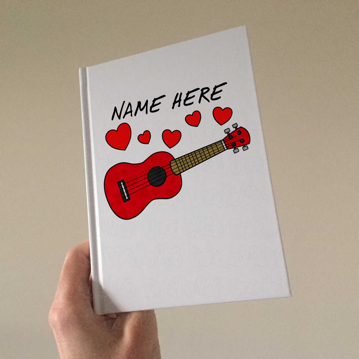 Ukulele Personalised Journal (Hearts) - Ukulelist Notebook - Musician Anniversary Gift