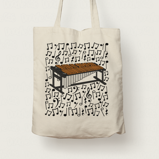 Marimba Musical Notes Tote Bag - Gift For Percussionist - Percussion Teacher Tote Bag - Orchestral Musician Gift