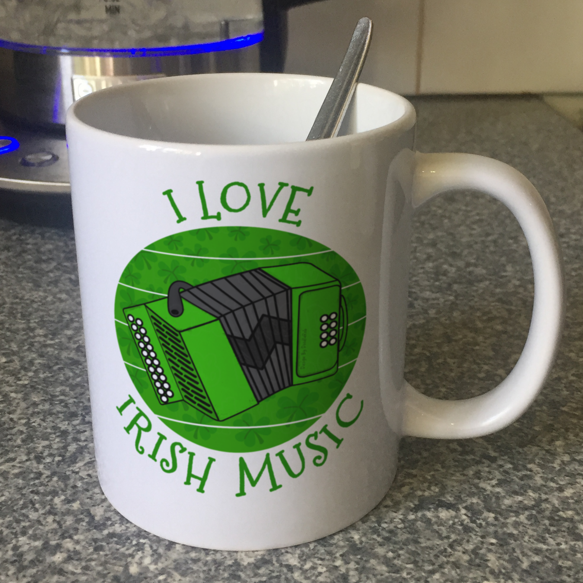 Irish Accordion Mug - I Love Irish Music - Accordionist Mug - St Patrick's Day Gift