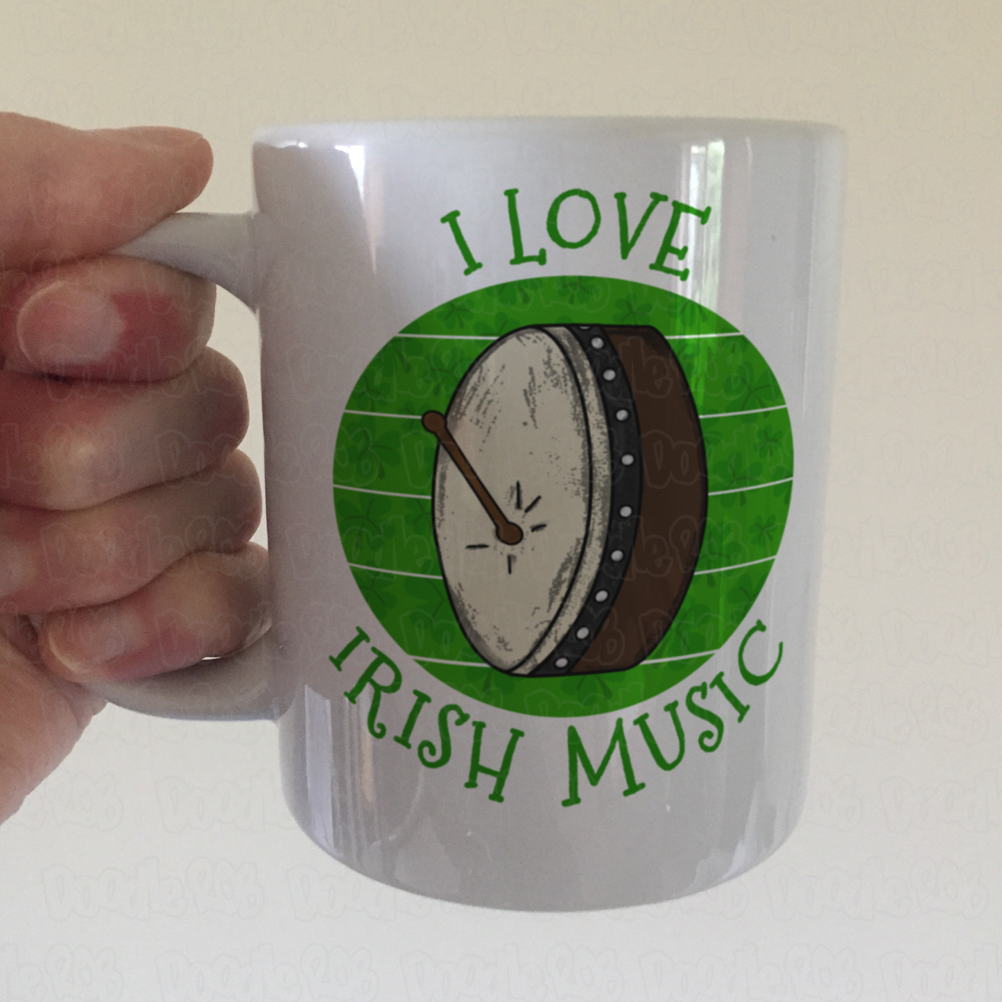 Irish Bodhrán Mug - I Love Irish Music - Drummer Mug - St Patrick's Day Gift