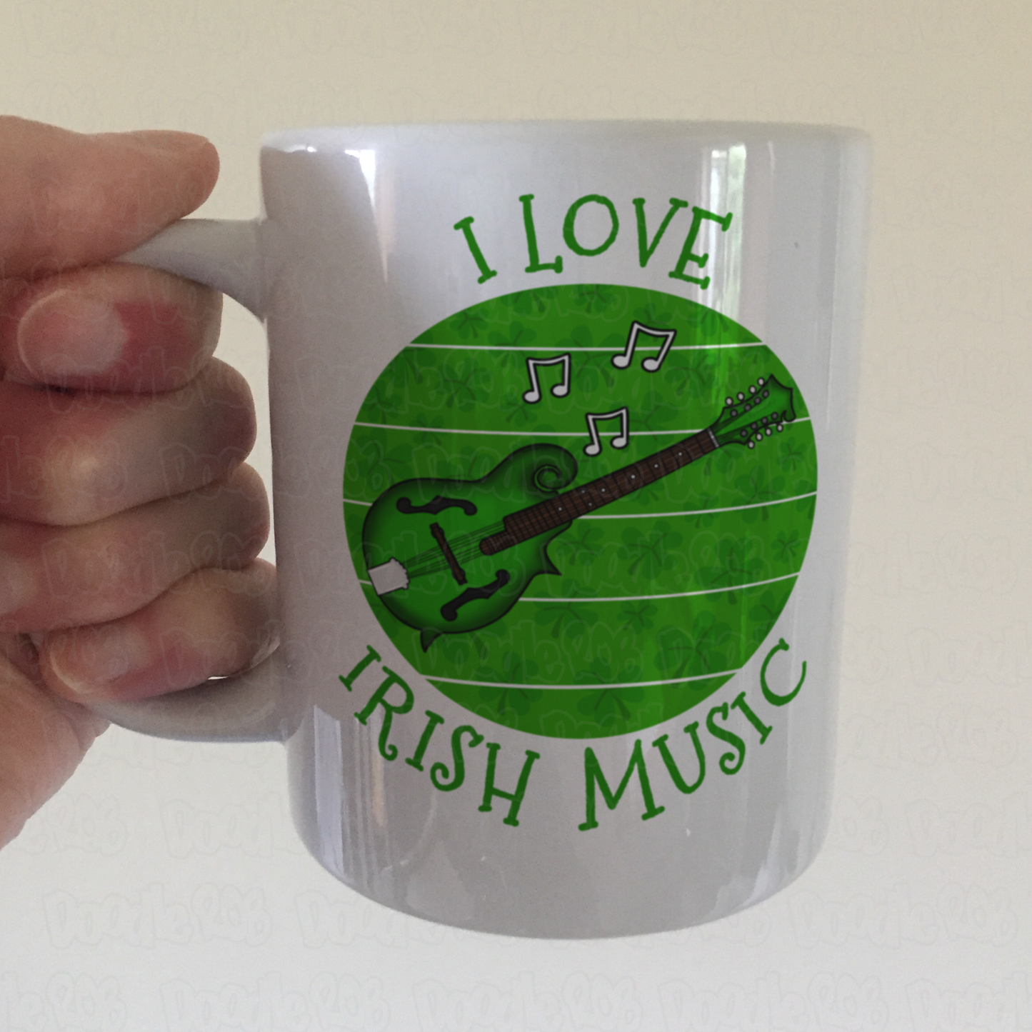 Irish Mandolin Mug - I Love Irish Music - Mandolinist Mug - St Patrick's Day Gift