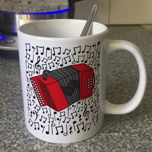 Accordion Musical Notes Mug - Accordionist Gift - Accordion Teacher Folk Musician Mug