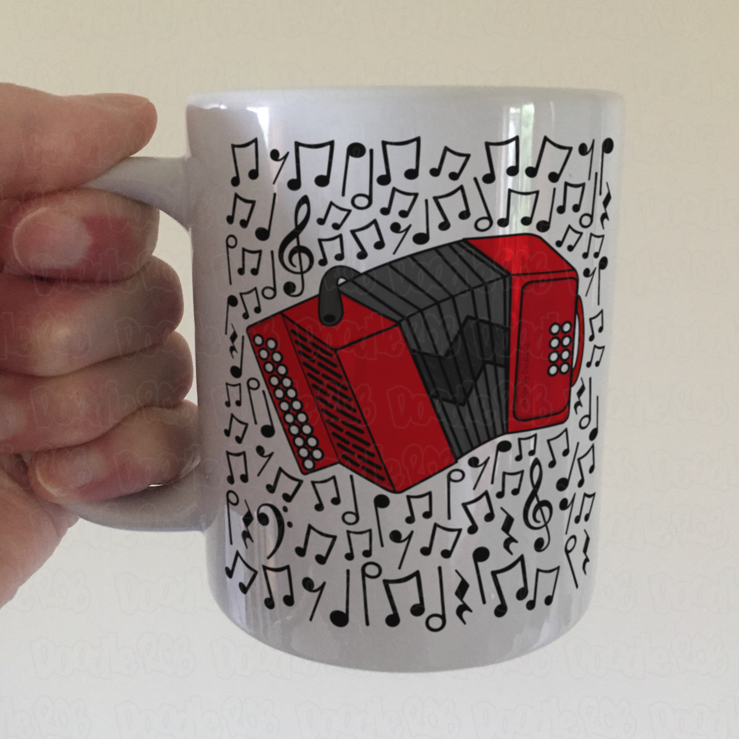 Accordion Musical Notes Mug - Accordionist Gift - Accordion Teacher Folk Musician Mug