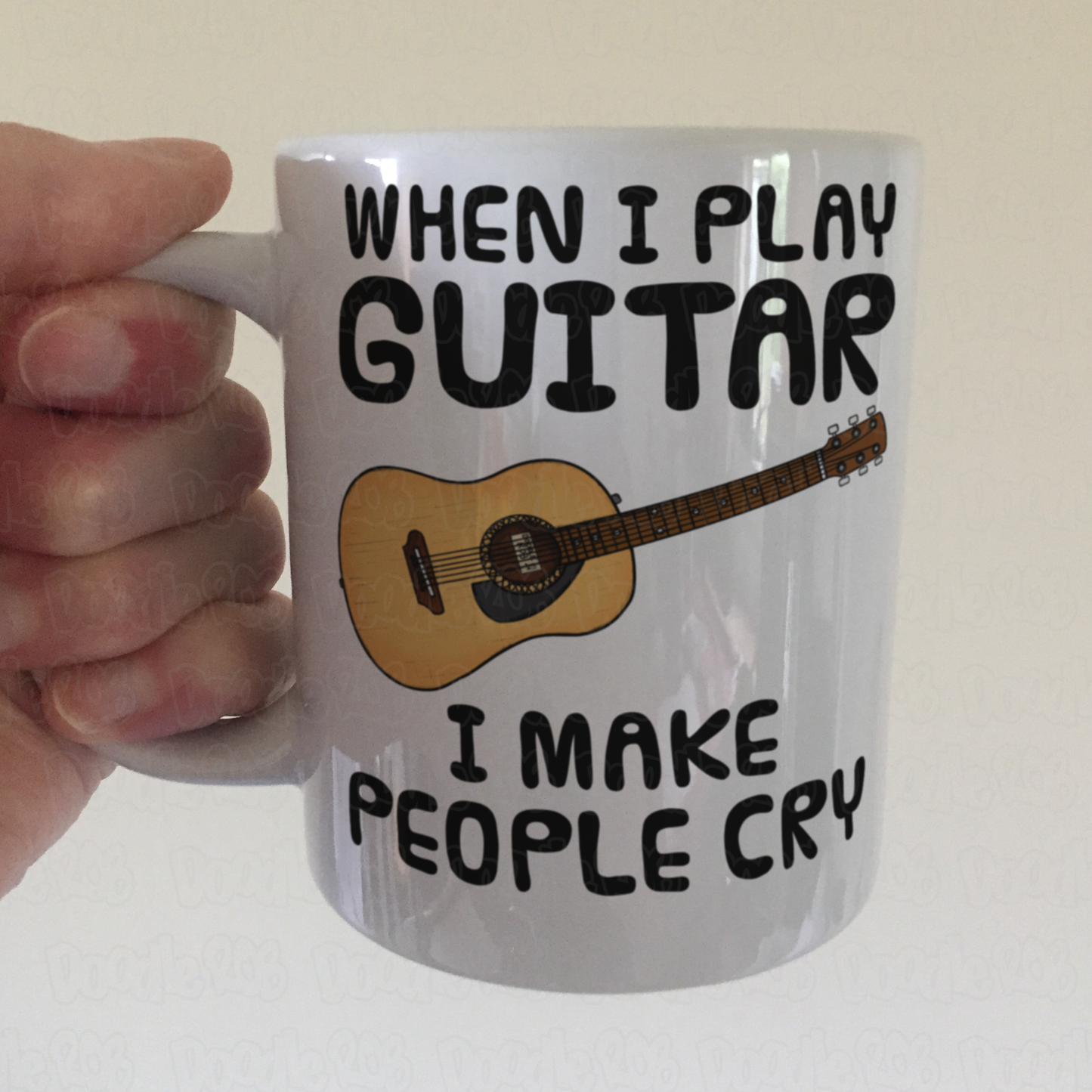 Funny Acoustic Guitar Mug - When I Play Guitar, I Make People Cry - Guitarist Musician Gift