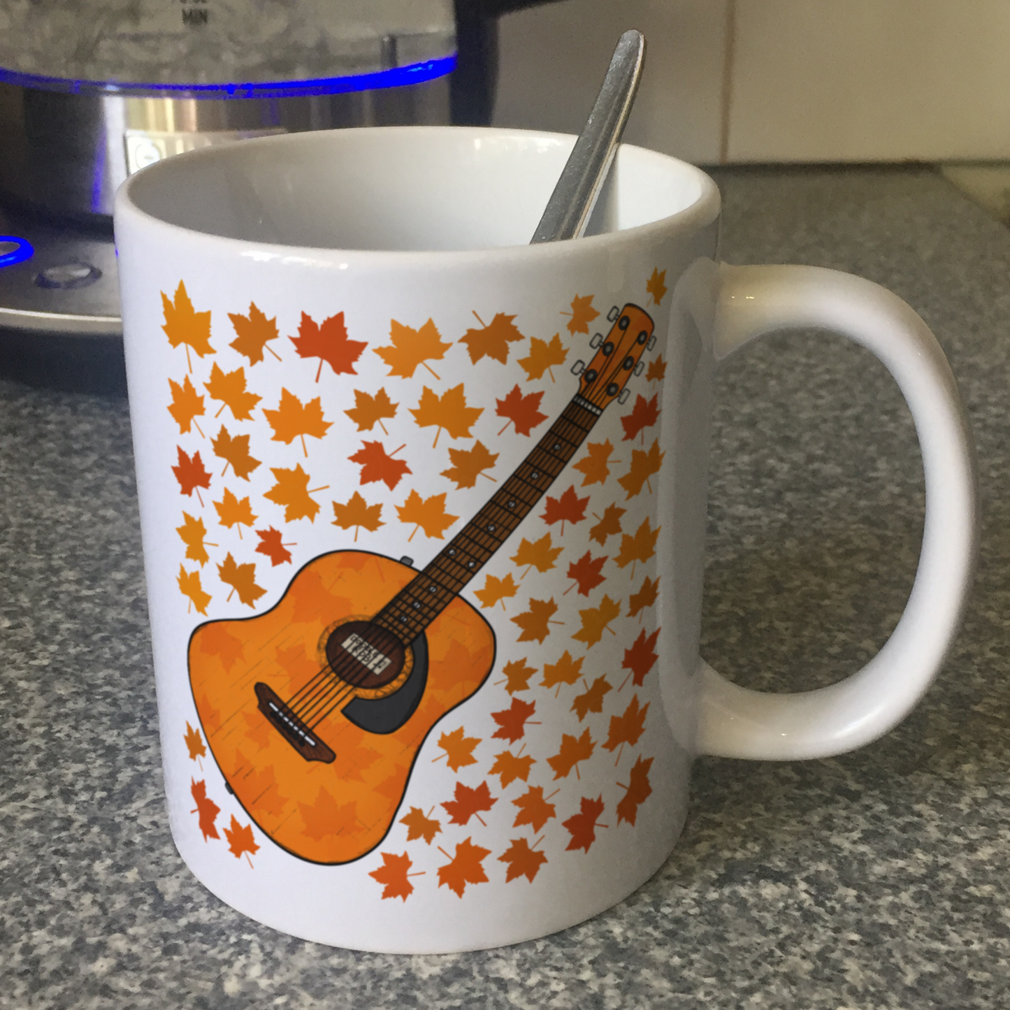 Autumn Acoustic Guitar Mug (Leaves) - Guitarist Gift - Gift For Fall or Thanksgiving