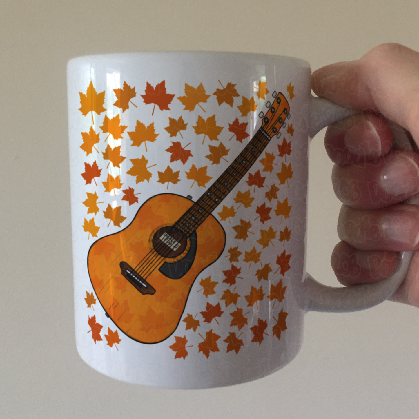 Autumn Acoustic Guitar Mug (Leaves) - Guitarist Gift - Gift For Fall or Thanksgiving