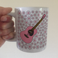 Acoustic Guitar Floral Mug (Pink Flowers) - Female Guitarist - Musician Gift For Girl