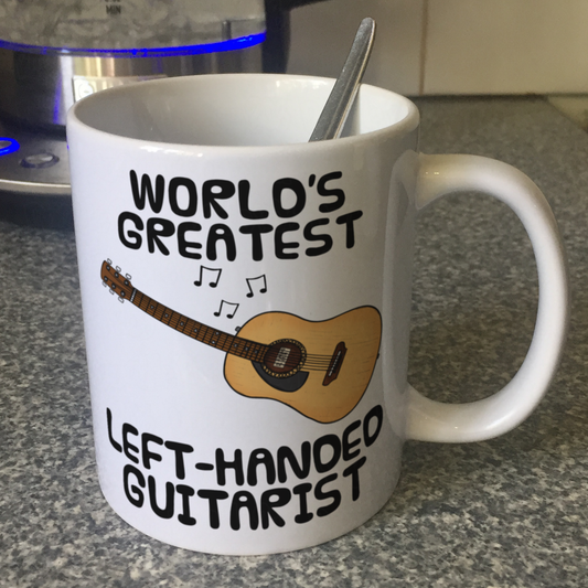 Left Handed Guitar Mug (Acoustic Guitar) - World's Greatest Left-Handed Guitarist - Funny Musician Gift