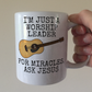 Funny Worship Leader Mug (Acoustic Guitar) - For Miracles, Ask Jesus - Christian Musician Gift
