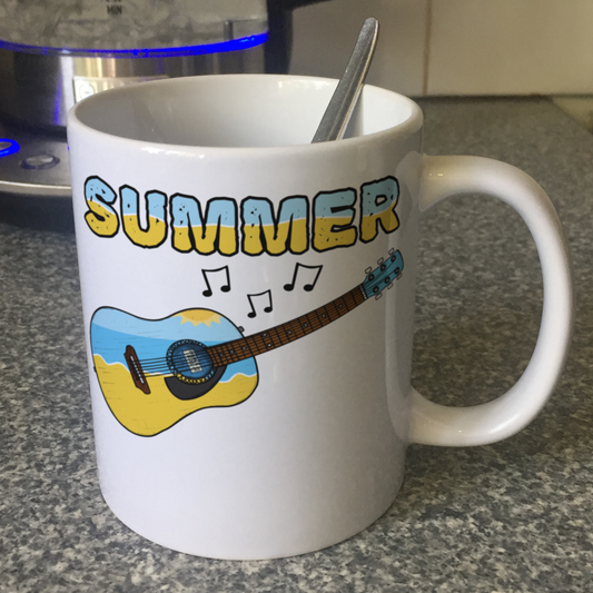 Acoustic Guitar Summer Mug - Guitarist Gift - Guitar Teacher Mug