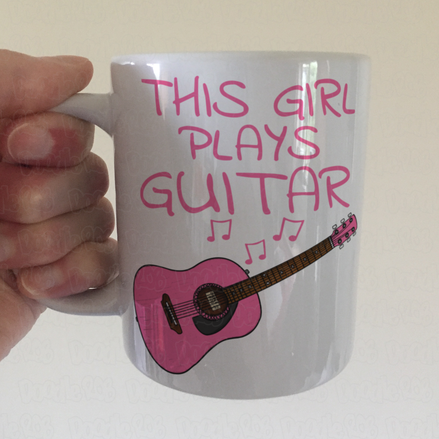 Girl's Guitar Mug - This Girl Plays Guitar - Female Guitarist Gift - Pink Guitar Gift For Girl