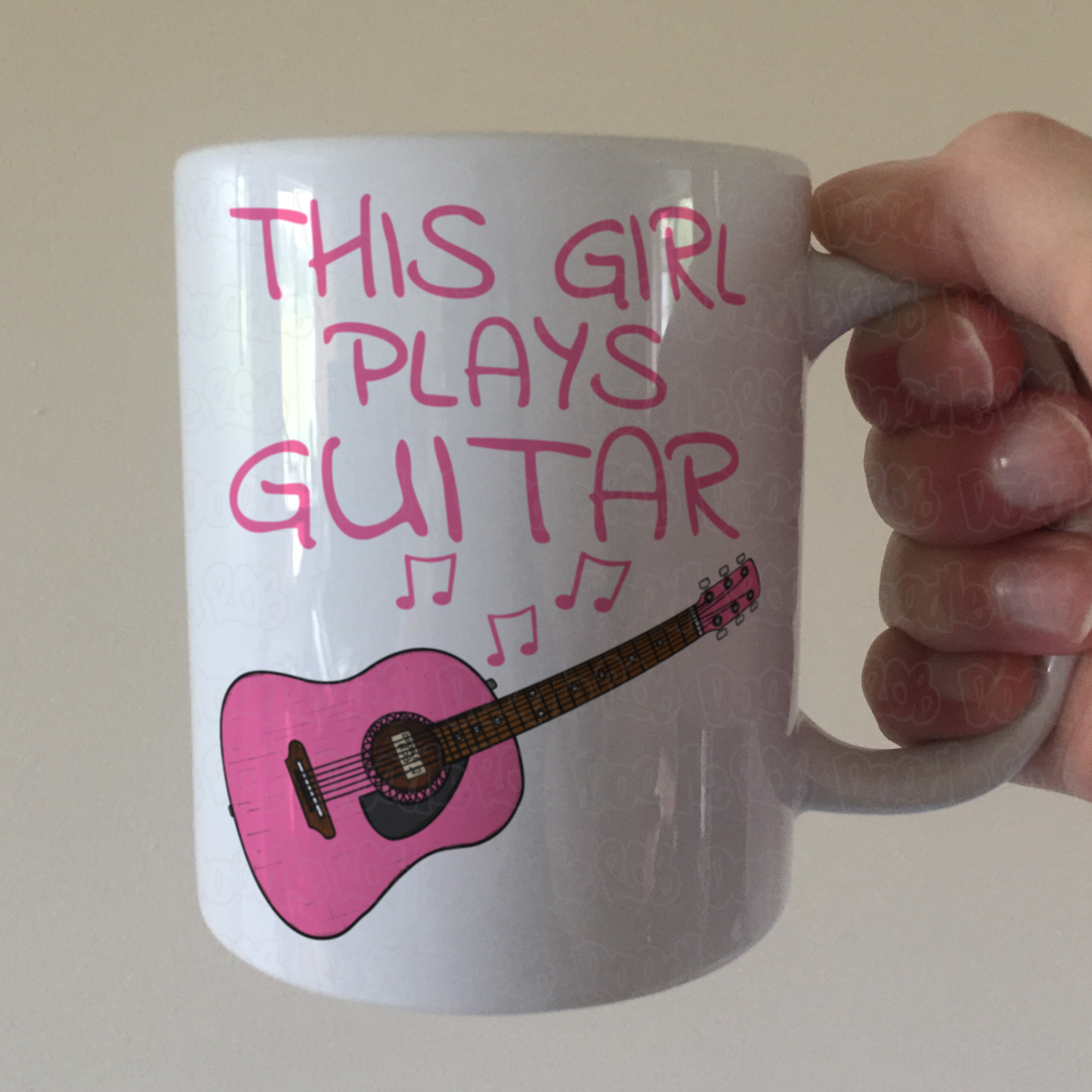 Girl's Guitar Mug - This Girl Plays Guitar - Female Guitarist Gift - Pink Guitar Gift For Girl