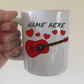 Personalised Guitar Mug (Hearts) - Guitarist Anniversary Gift - Wedding Guitarist Custom Mug