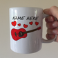 Personalised Guitar Mug (Hearts) - Guitarist Anniversary Gift - Wedding Guitarist Custom Mug