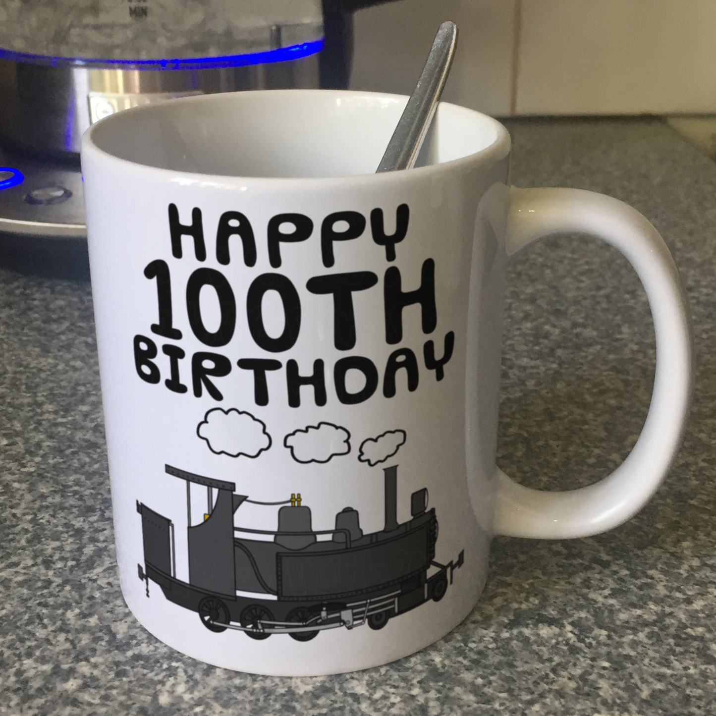 100th Birthday Steam Train Mug - Railway Enthusiast Mug - 100th Birthday Gift For Him
