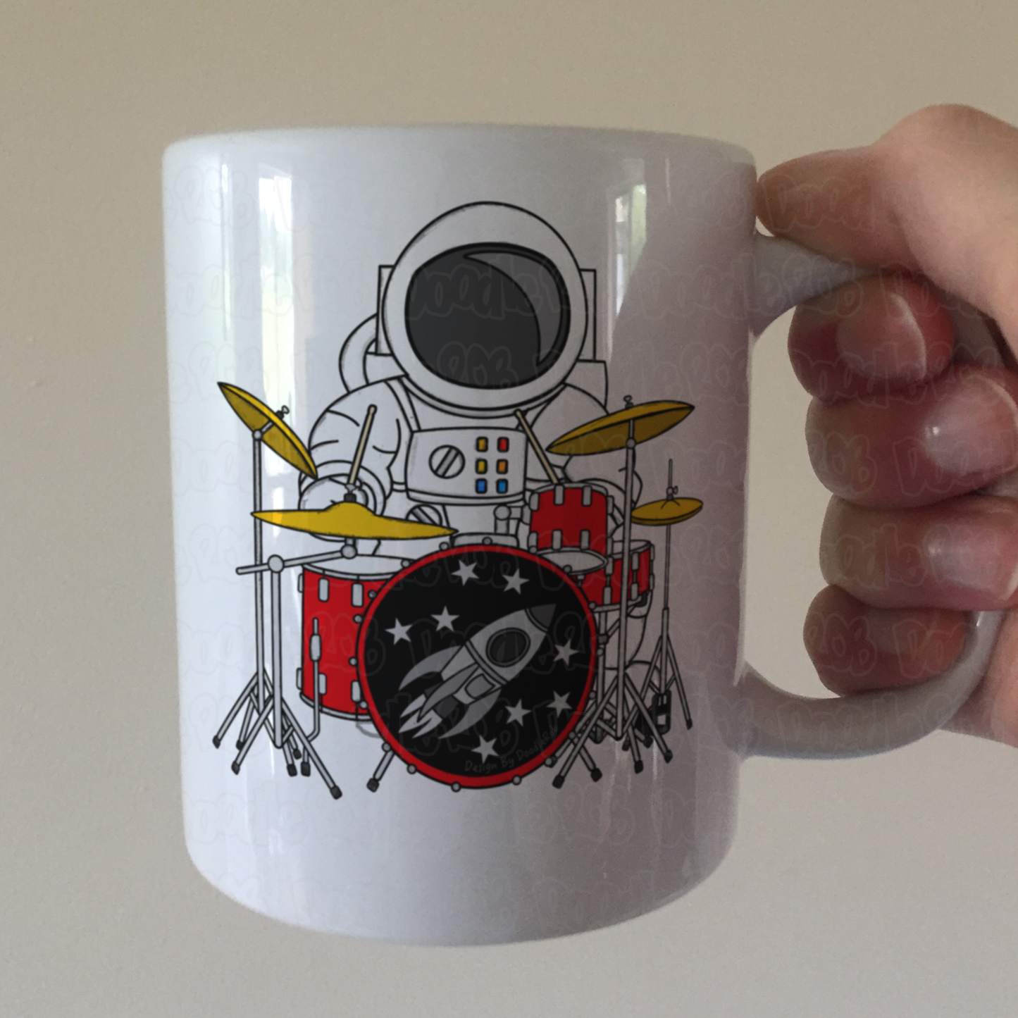 Funny Drummer Mug - Astronaut Playing Drums - Drum Teacher Gift