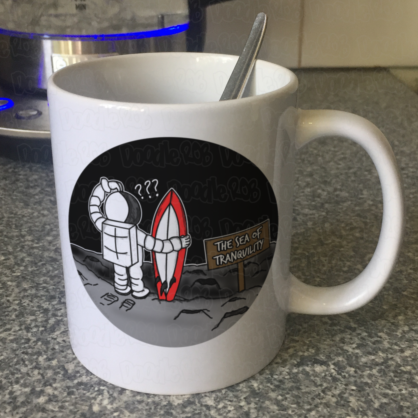 Astronaut Surfer Mug - Sea Of Tranquility - Funny Gift For Surfer - Surfing Enthusiast Mug