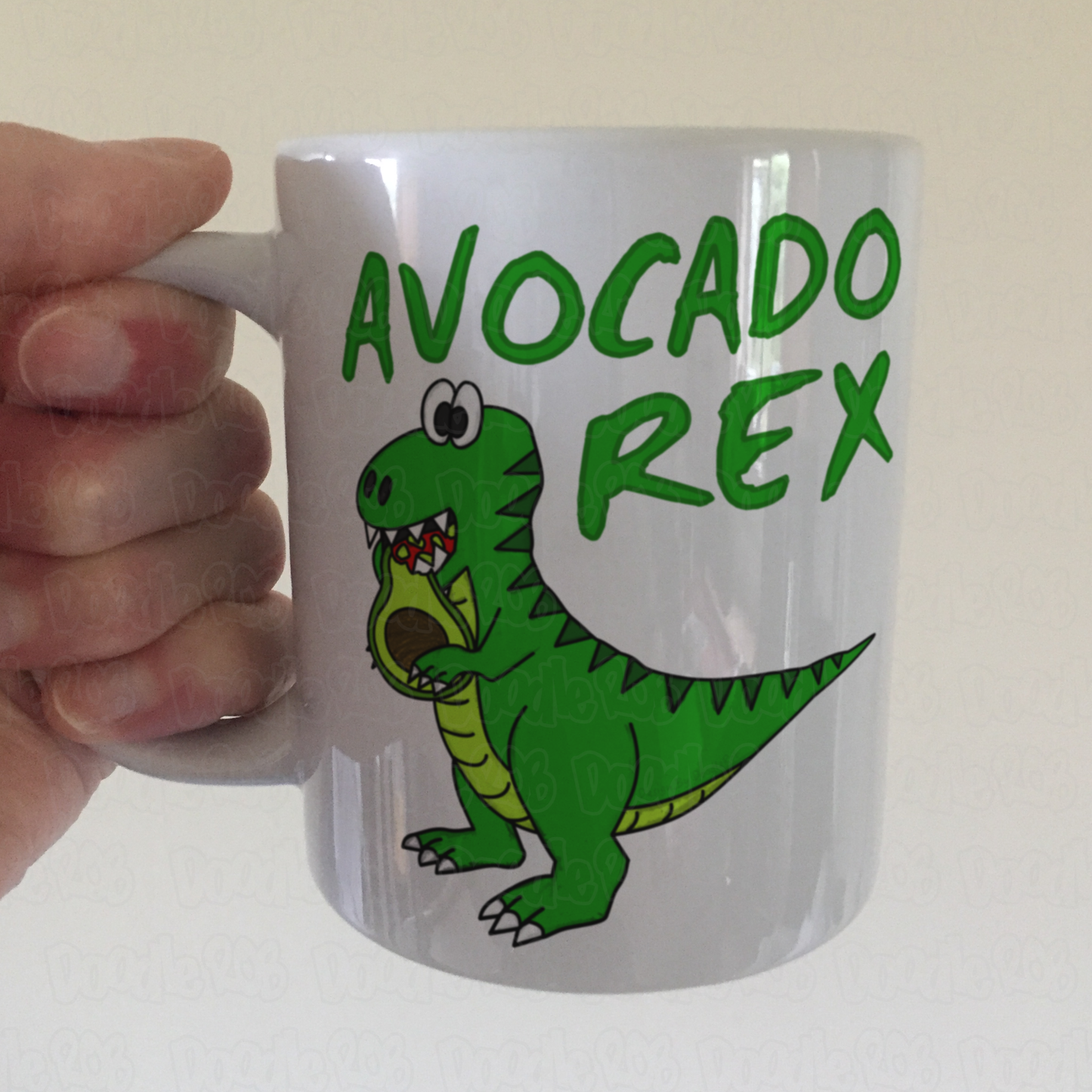 Avocado Rex Dinosaur Mug - T-Rex Eating Avocado - Gift For Healthy Eater - Nutritionalist Mug