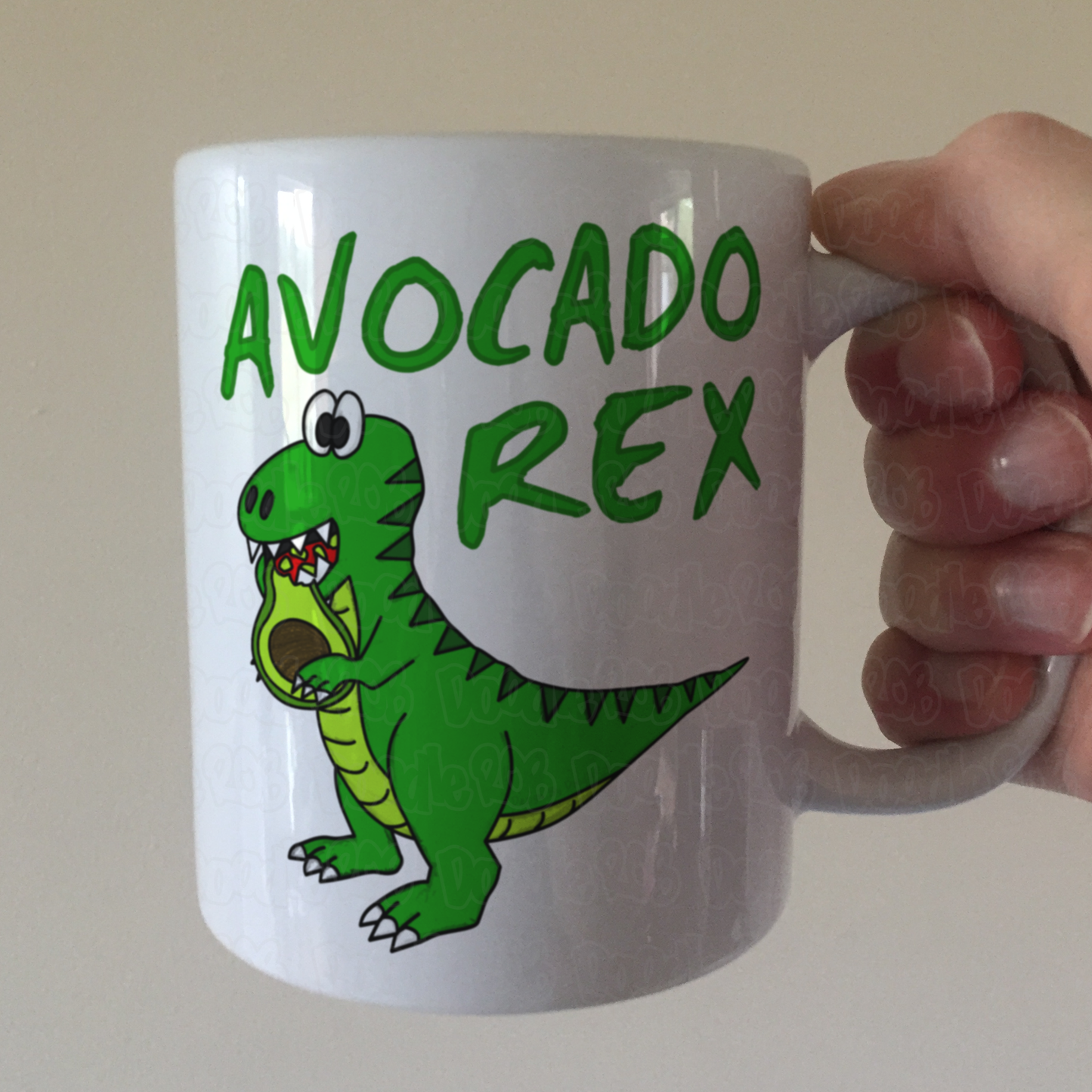 Avocado Rex Dinosaur Mug - T-Rex Eating Avocado - Gift For Healthy Eater - Nutritionalist Mug