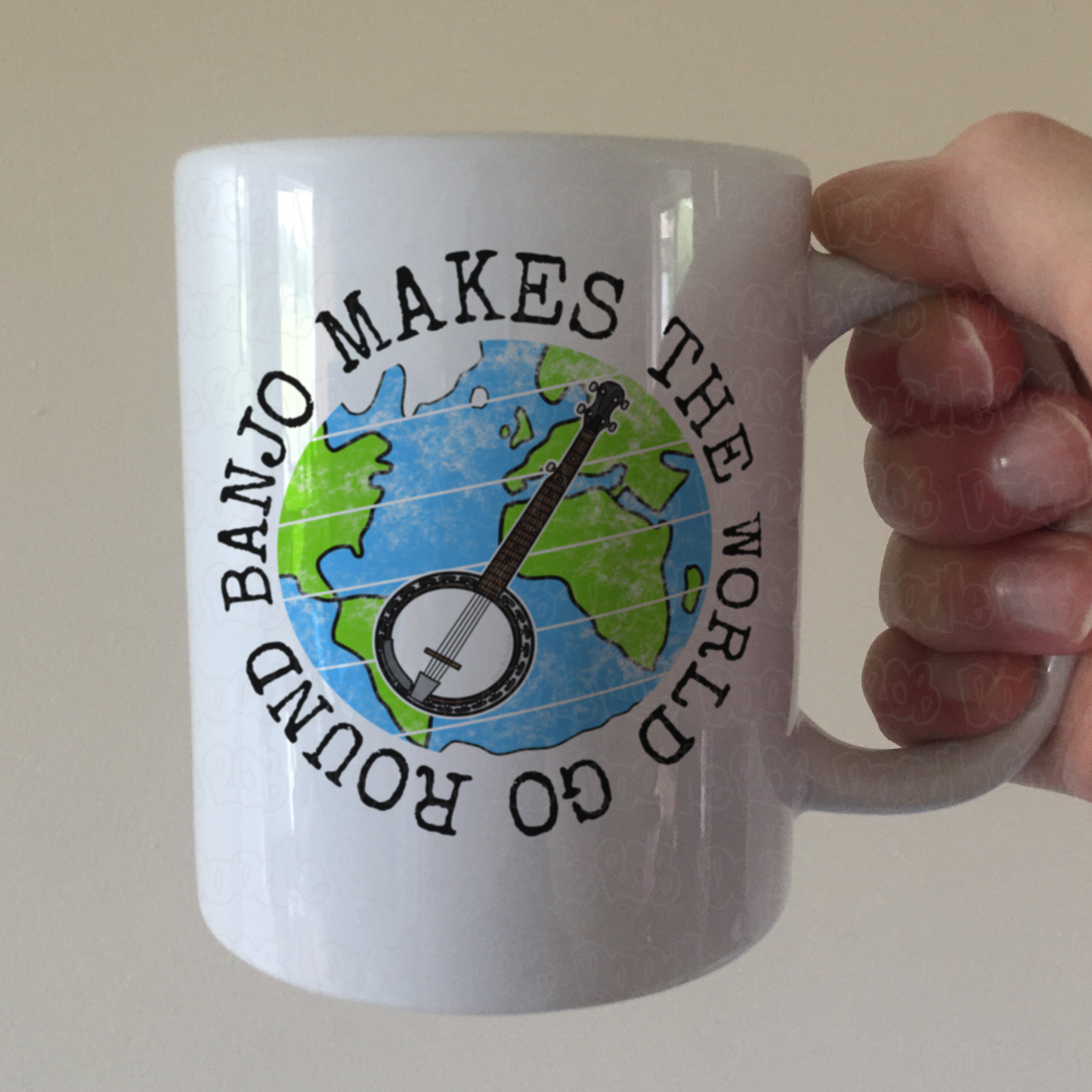 Banjo Makes The World Go Round Mug - Gift For Banjoist - Folk Musician Mug