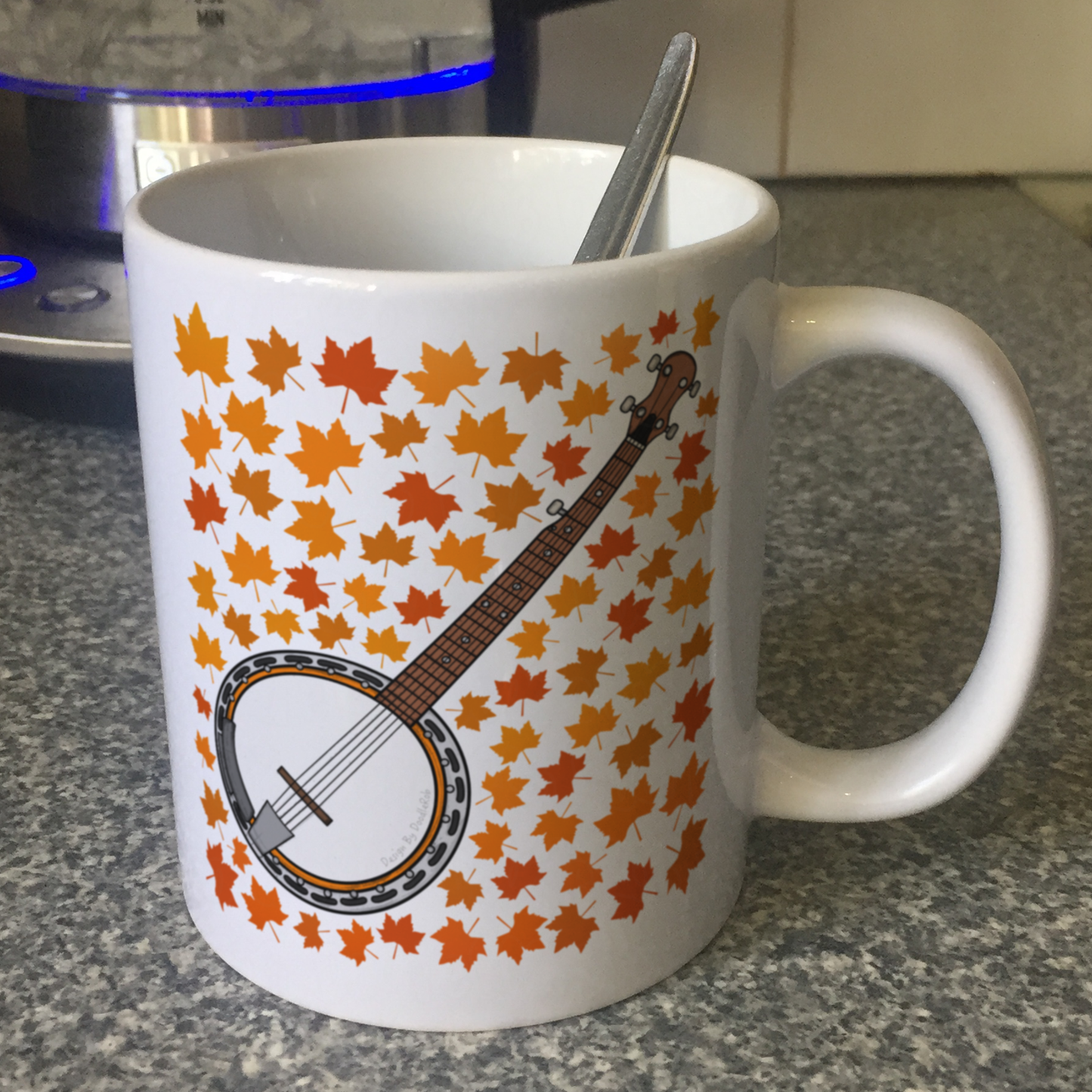 Autumn Banjo Mug (Leaves) - Banjoist Gift - Folk Musician Gift For Fall or Thanksgiving