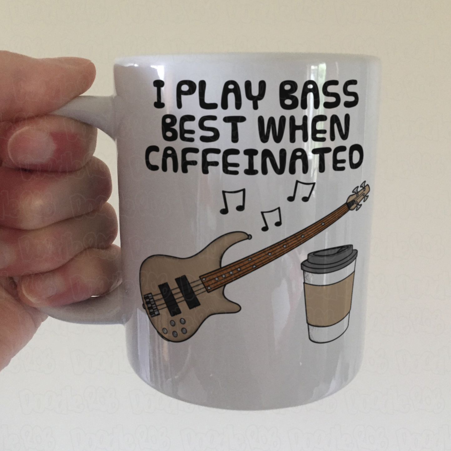 Bass Guitar Coffee Mug - I Play Bass Best When Caffeinated - Bassist Musician Gift