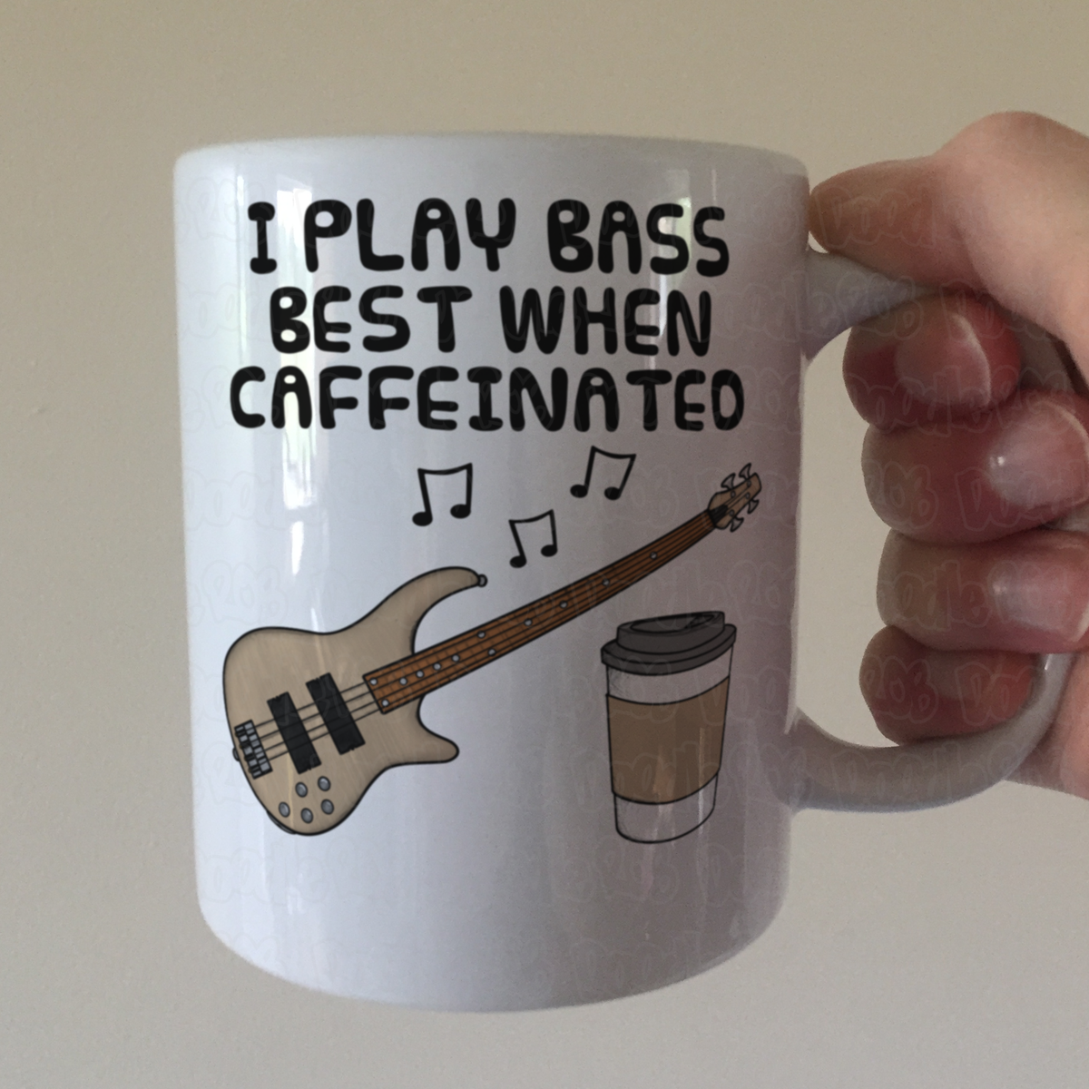 Bass Guitar Coffee Mug - I Play Bass Best When Caffeinated - Bassist Musician Gift