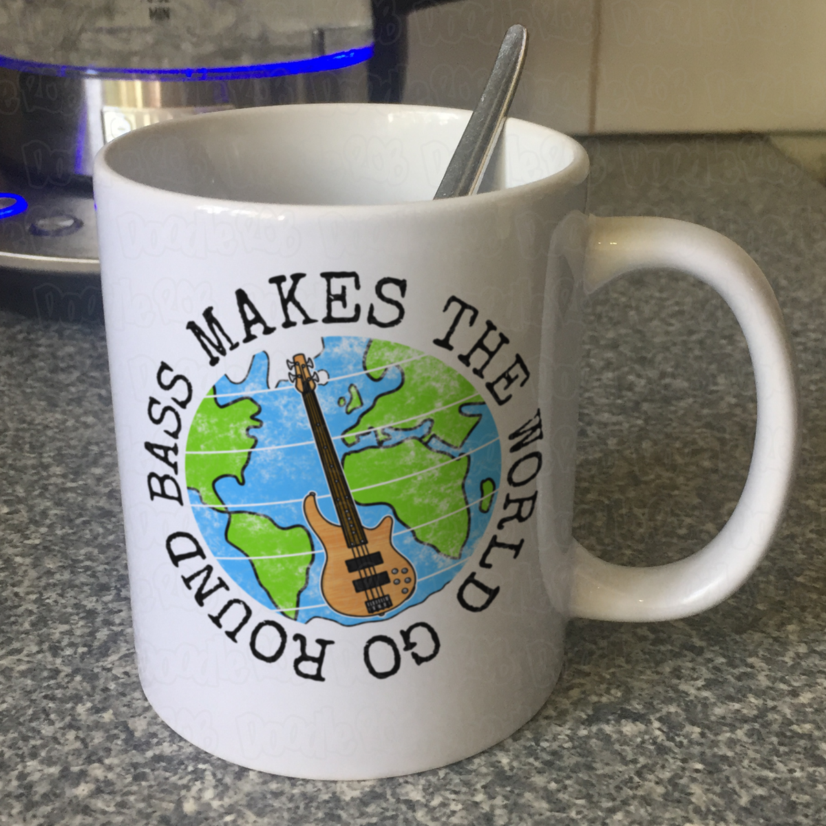Bass Guitar Mug - Bass Makes The World Go Round - Bassist Gift - Bass Guitarist Mug