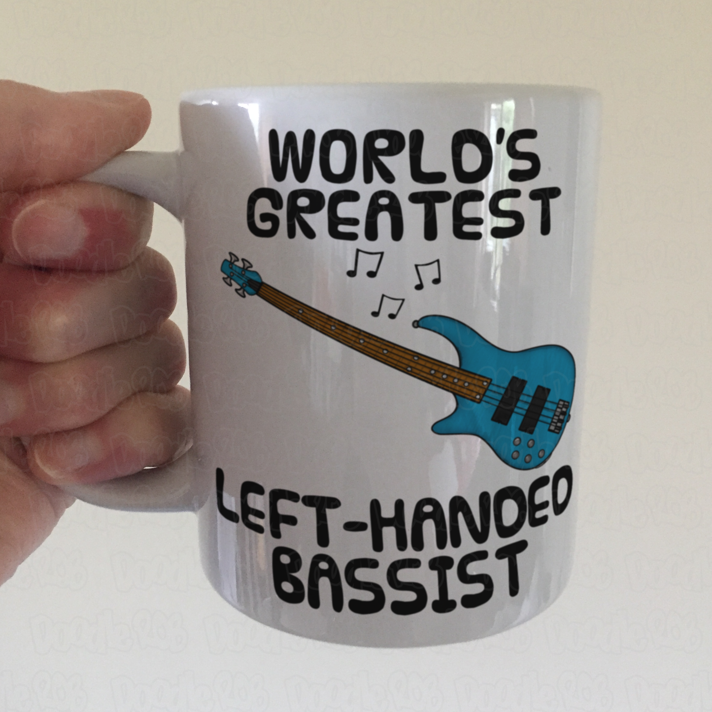 Left Handed Bass Guitar Mug - World's Greatest Left-Handed Bassist - Gift For Lefty Musician