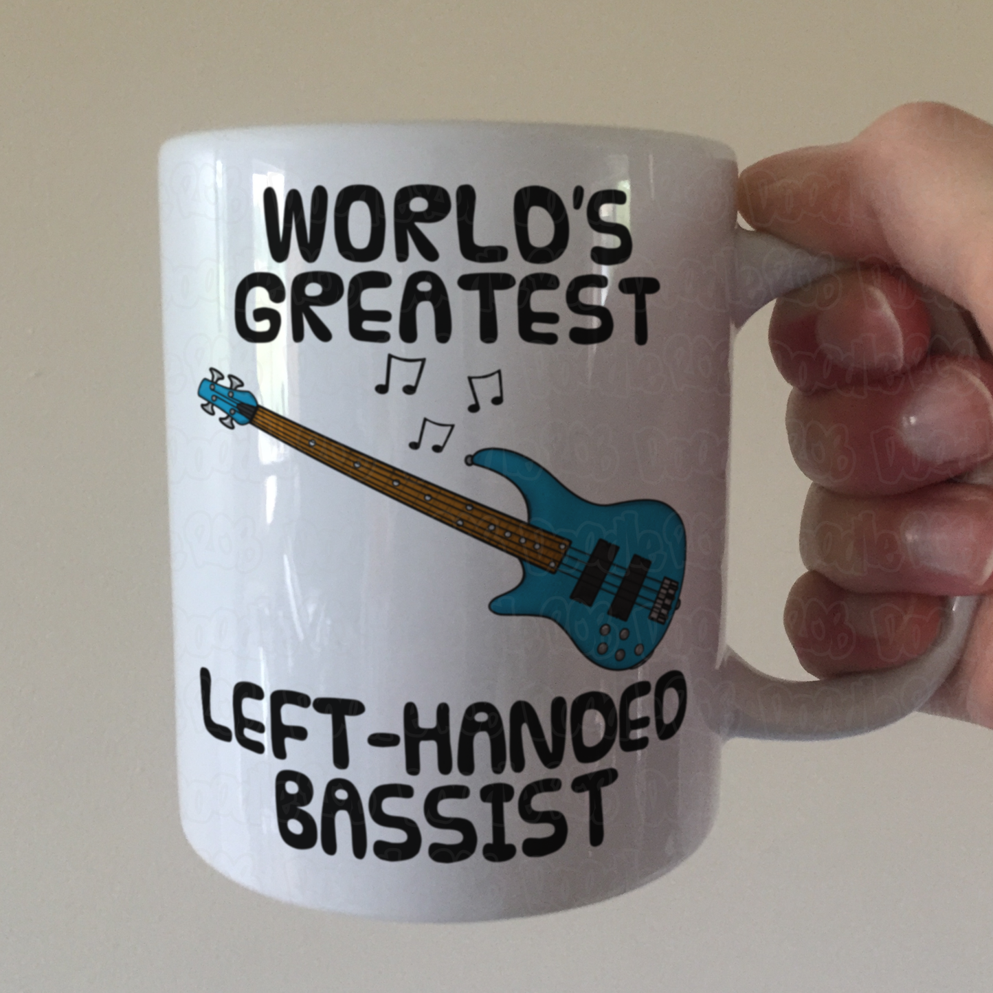 Left Handed Bass Guitar Mug - World's Greatest Left-Handed Bassist - Gift For Lefty Musician