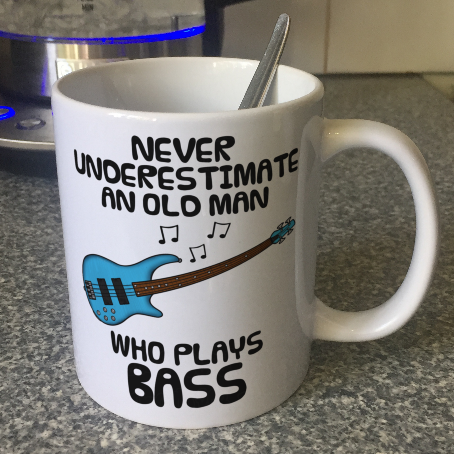 Funny Bass Guitar Mug - Never Underestimate An Old Man Who Plays Bass - Bassist Musician Gift For Him