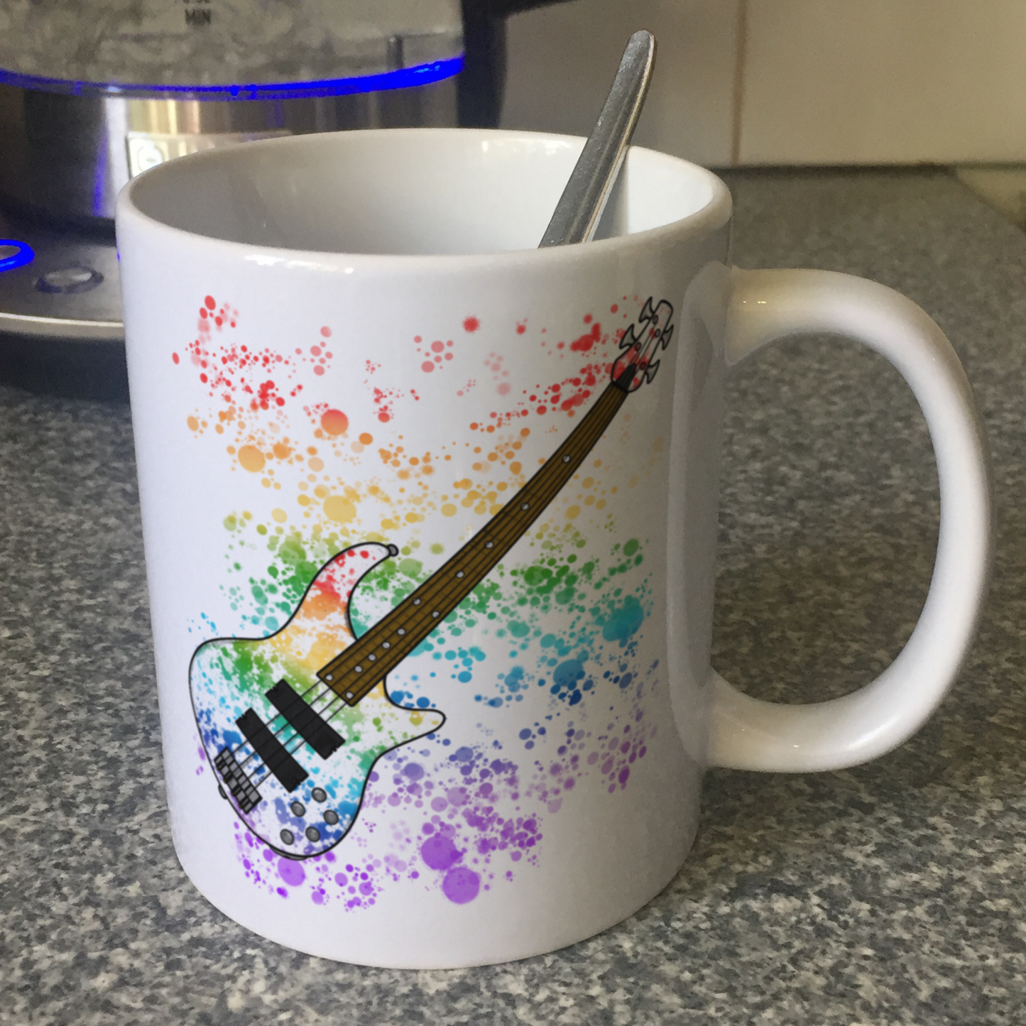 Bass Guitar Rainbow Mug - Bassist Gift - Bass Guitarist Gift - Bass Teacher Mug