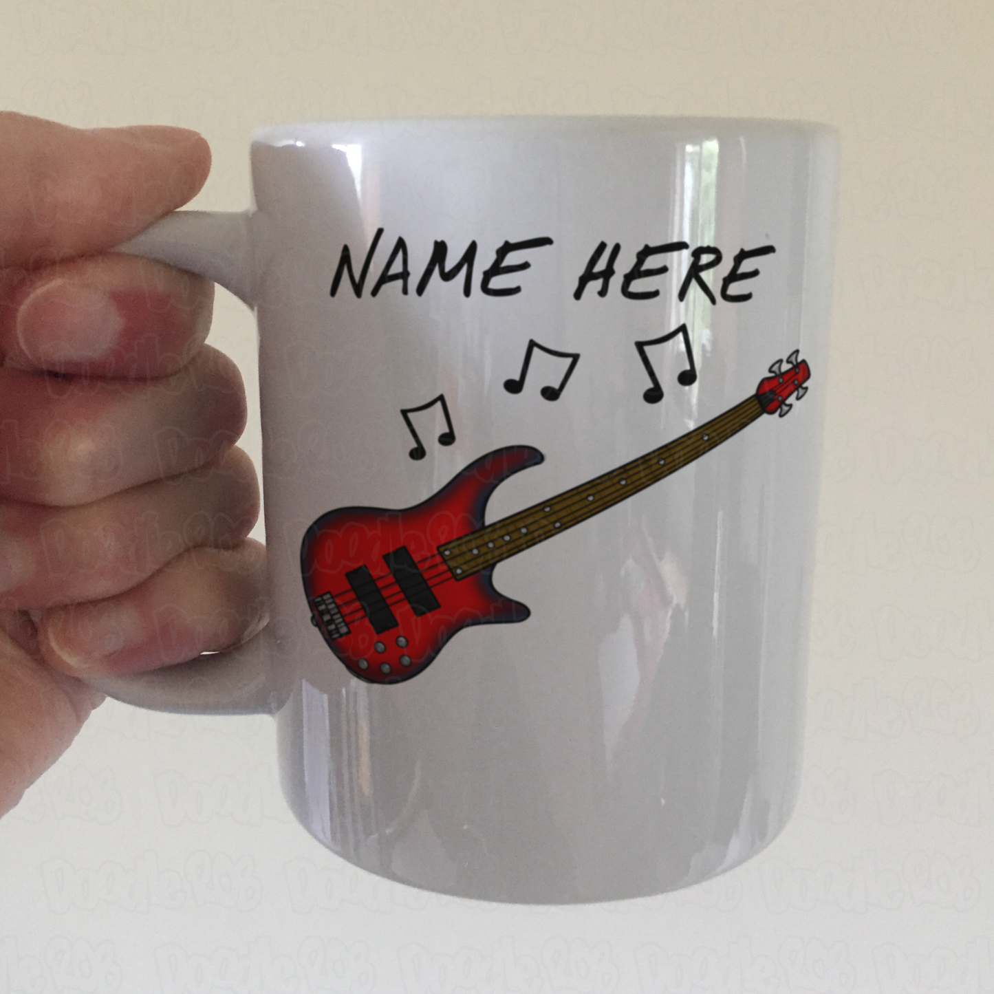 Bass Guitar Personalised Mug (Red) - Custom Gift For Bassist - Bass Teacher Gift