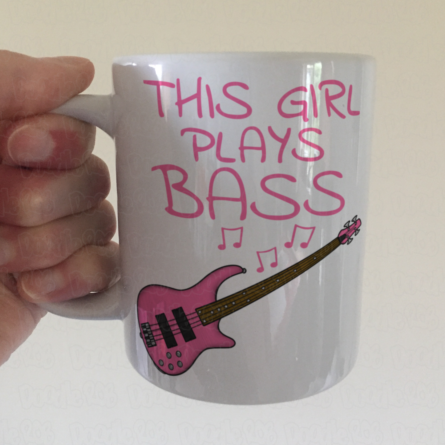 Pink Bass Guitar Mug - This Girl Plays Bass - Female Bassist Gift - Bass Guitar Gift For Girl