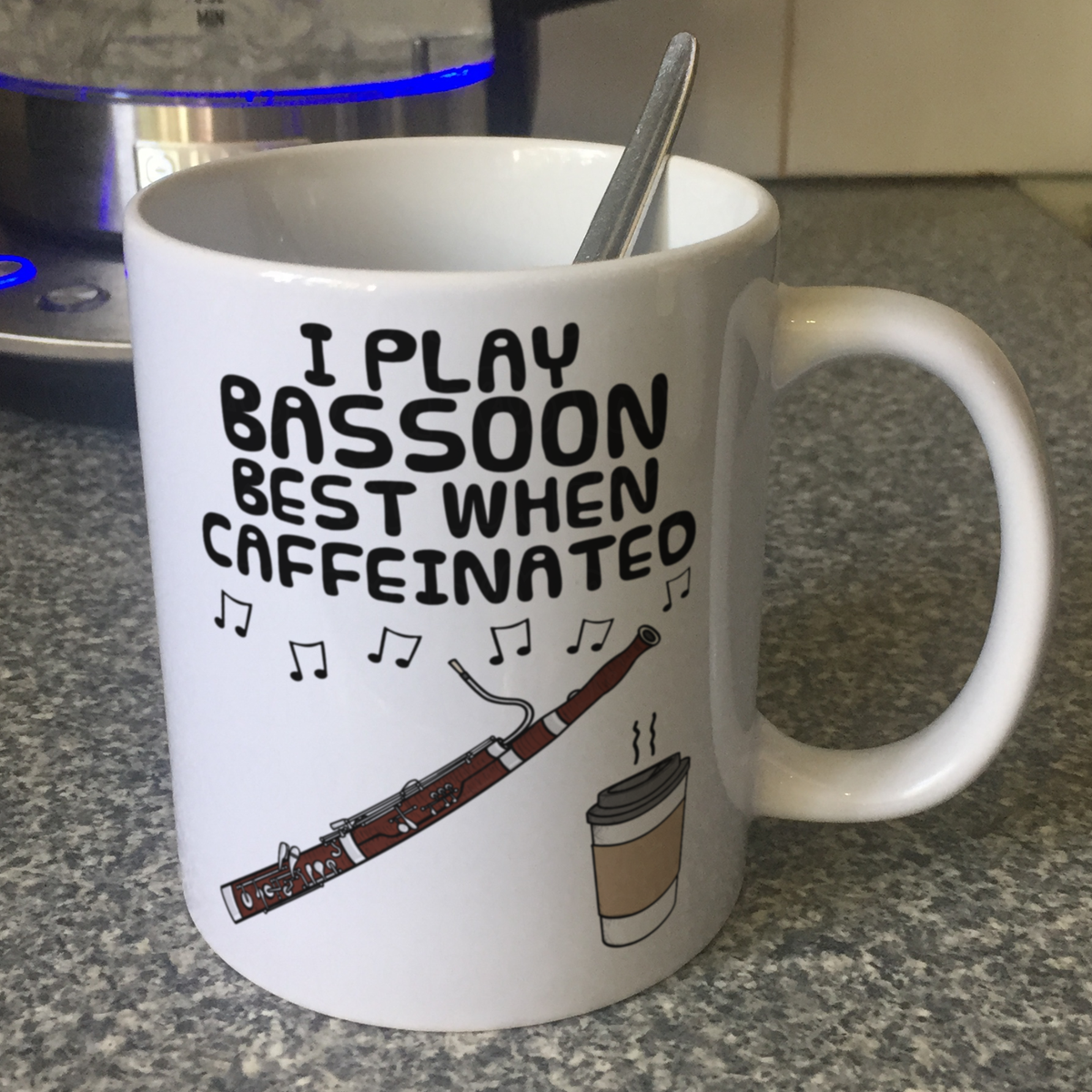 Bassoon Coffee Mug - I Play Bassoon Best When Caffeinated - Bassoonist Woodwind Musician Gift