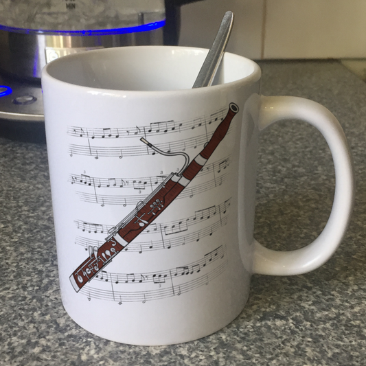 Bassoon Music Notation Mug (Colour) - Gift For Bassoonist - Woodwind Musician Gift