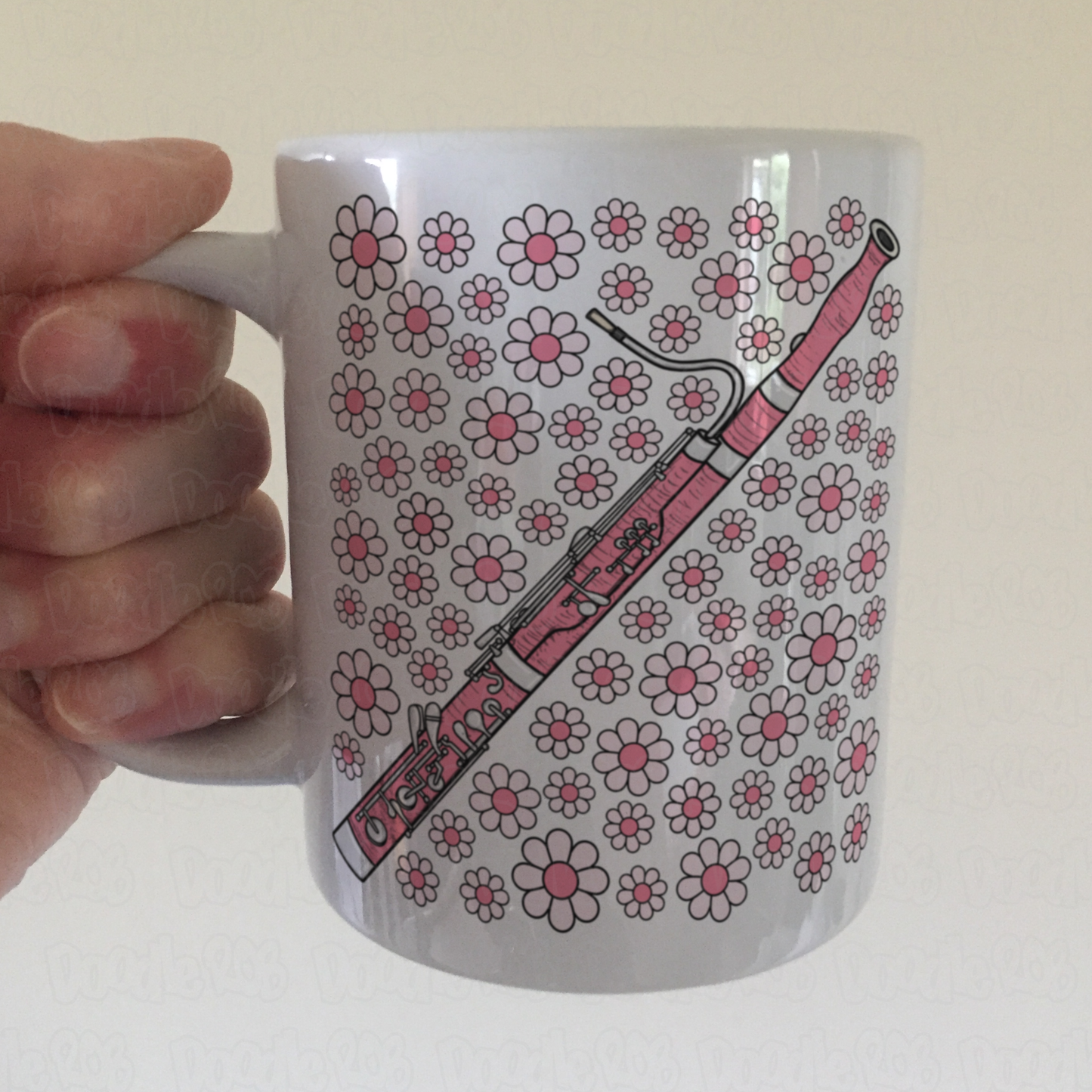 Bassoon Floral Mug (Pink Flowers) - Female Bassoonist - Woodwind Musician Gift For Girl