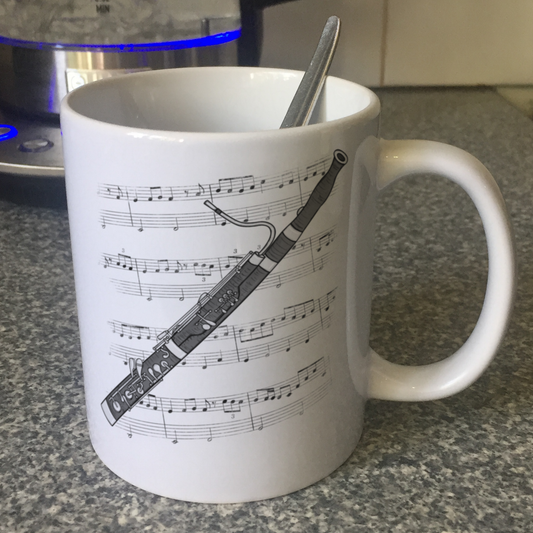 Bassoon Music Notation Mug - Gift For Bassoonist - Woodwind Musician Gift