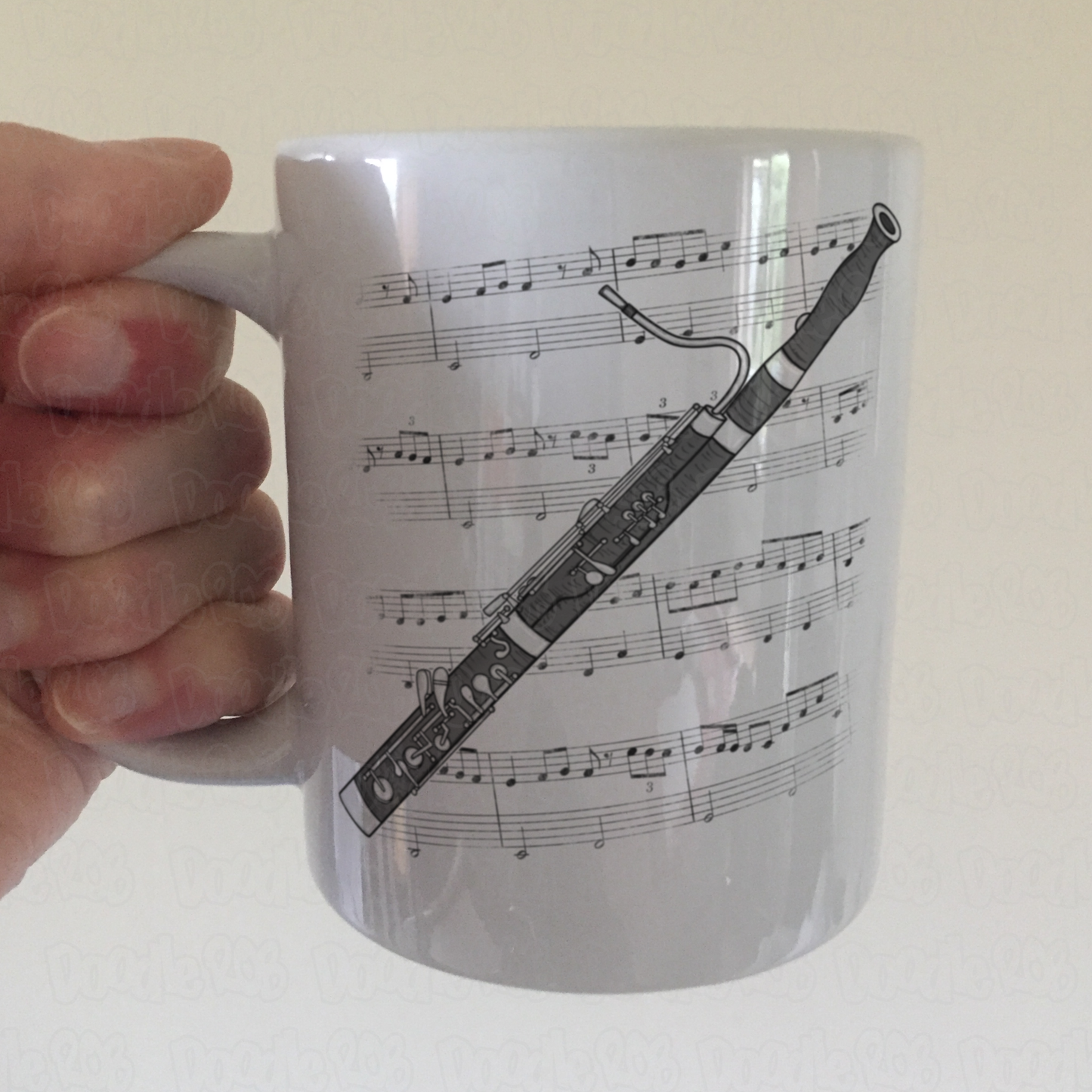 Bassoon Music Notation Mug - Gift For Bassoonist - Woodwind Musician Gift