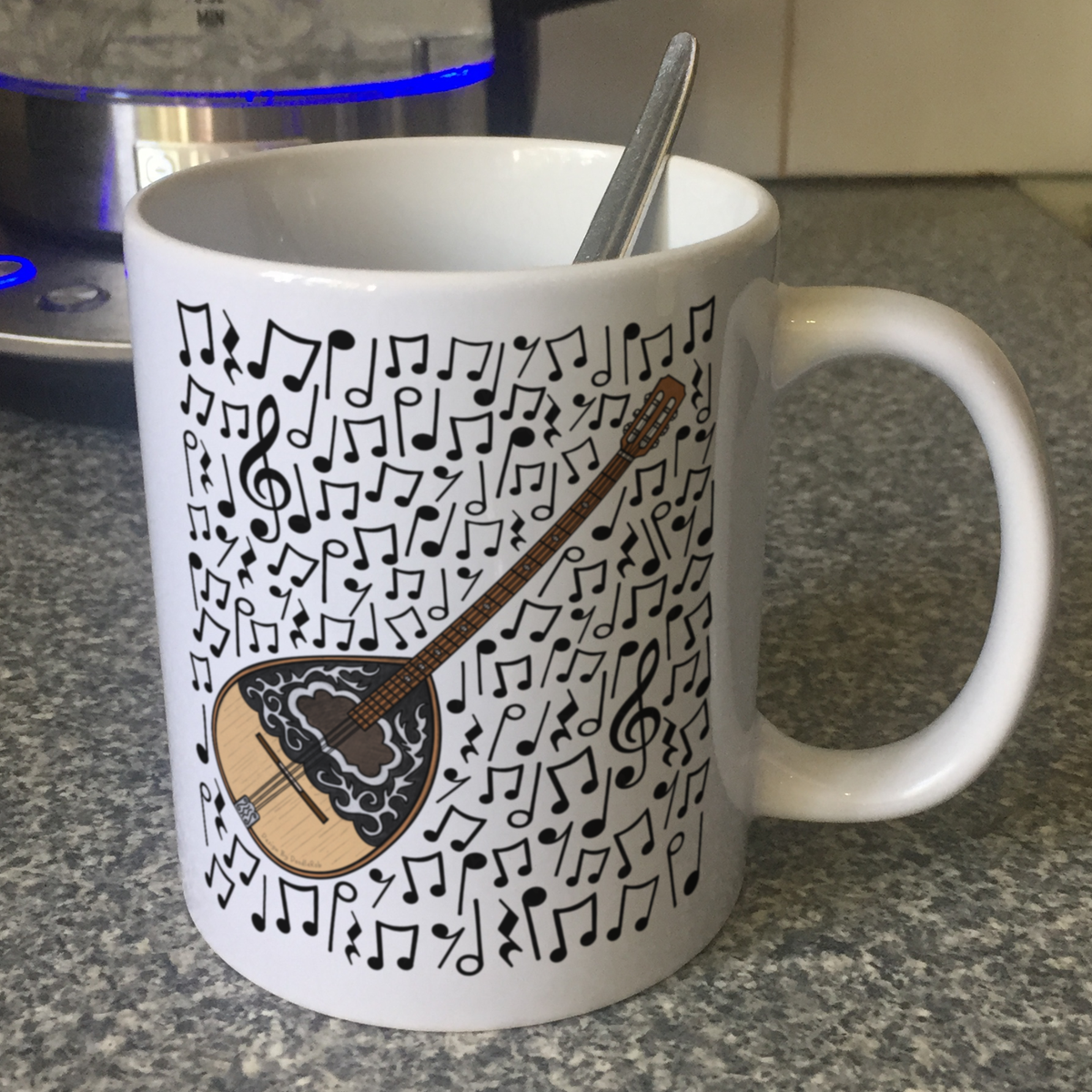 Bouzouki Musical Notes Mug - Greek Musician Gift