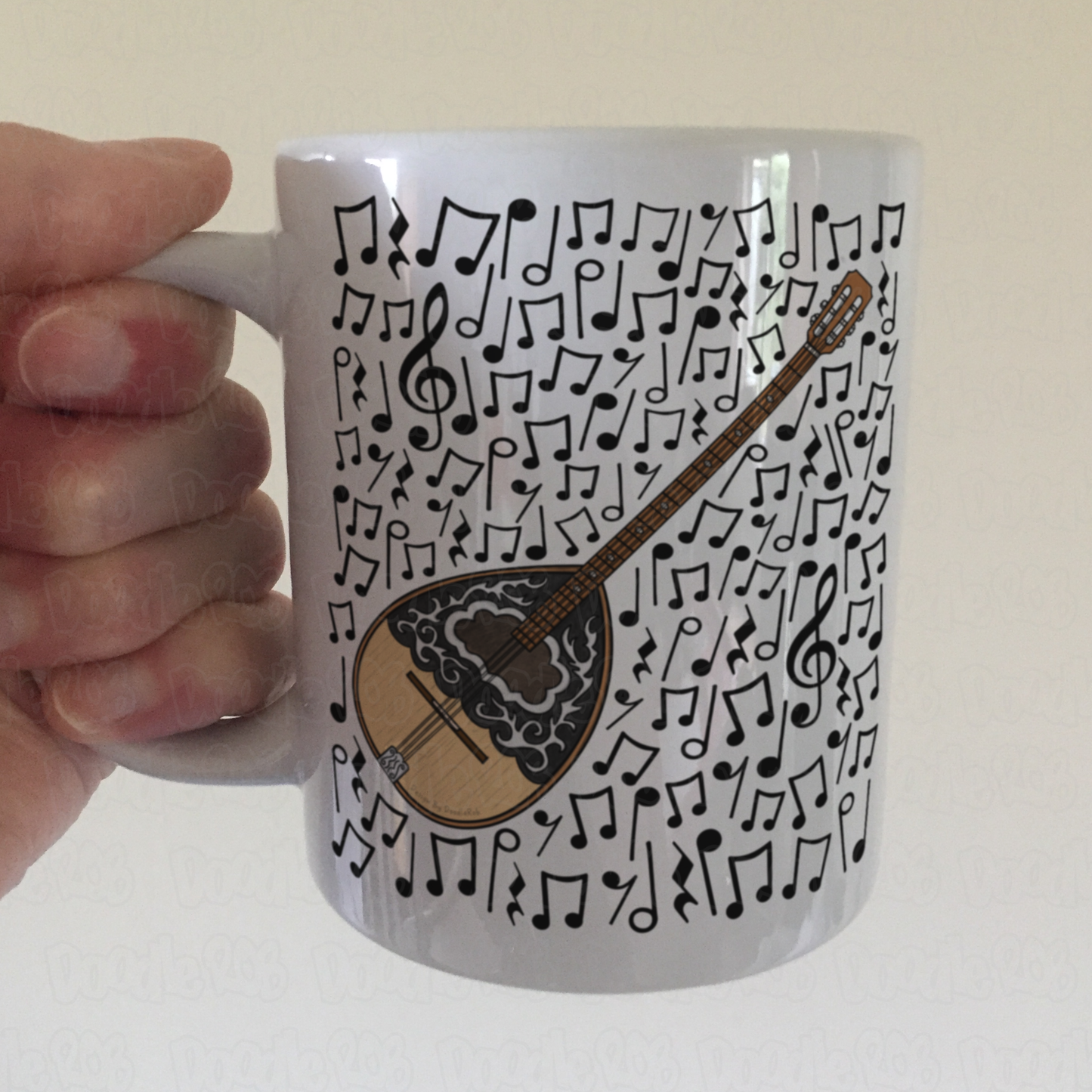 Bouzouki Musical Notes Mug - Greek Musician Gift