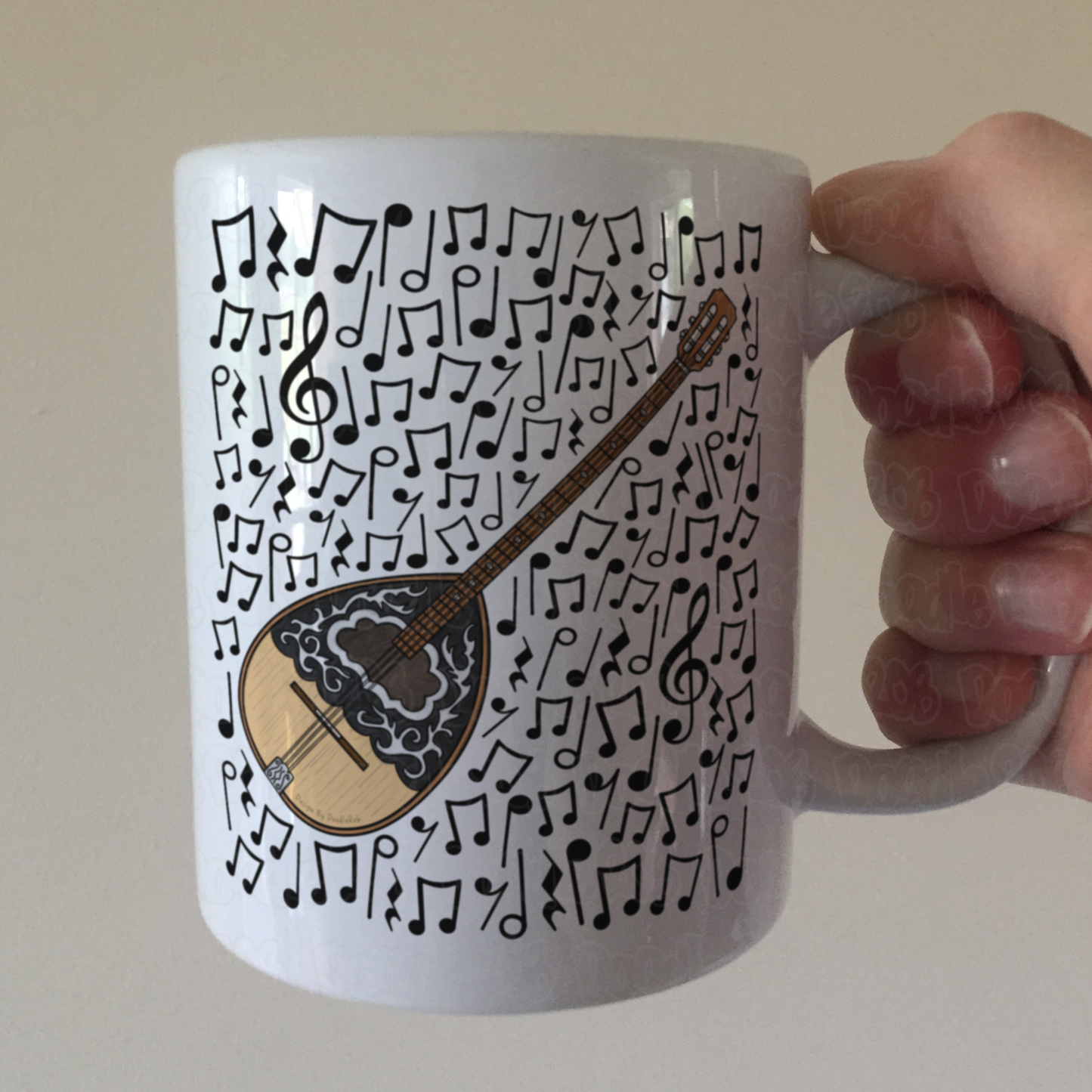 Bouzouki Musical Notes Mug - Greek Musician Gift